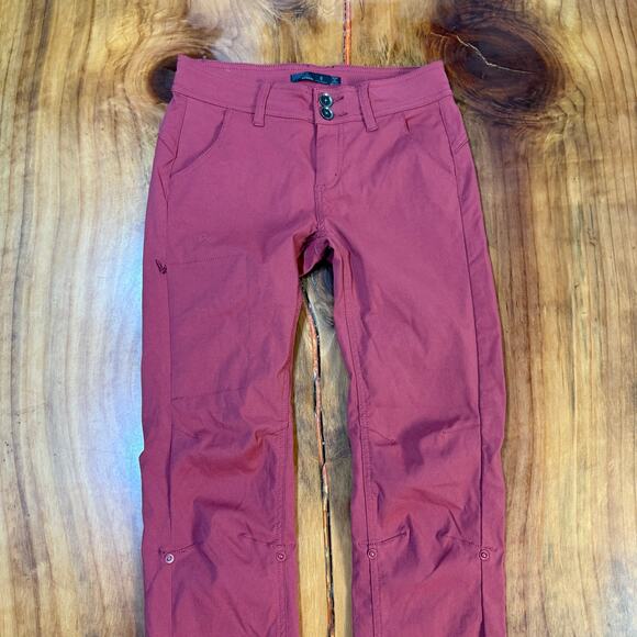 Prana Halle Straight Women's Hiking Pants 0 Reg Nylon Red W4119RG23 G3-28 - Picture 3 of 7